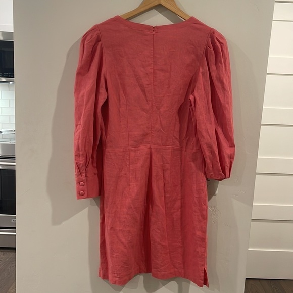 NWT Justfab Dress Women Size Medium Pink Mini Fade Rose Linen Puff Sleeve - Picture 6 of 6